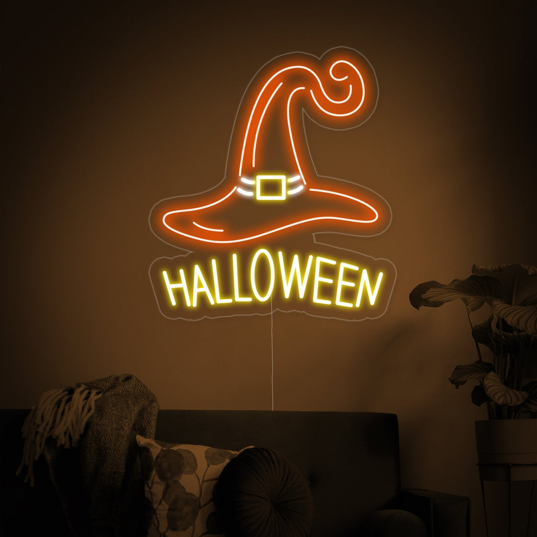 "Witch Hat Halloween" Neon Sign