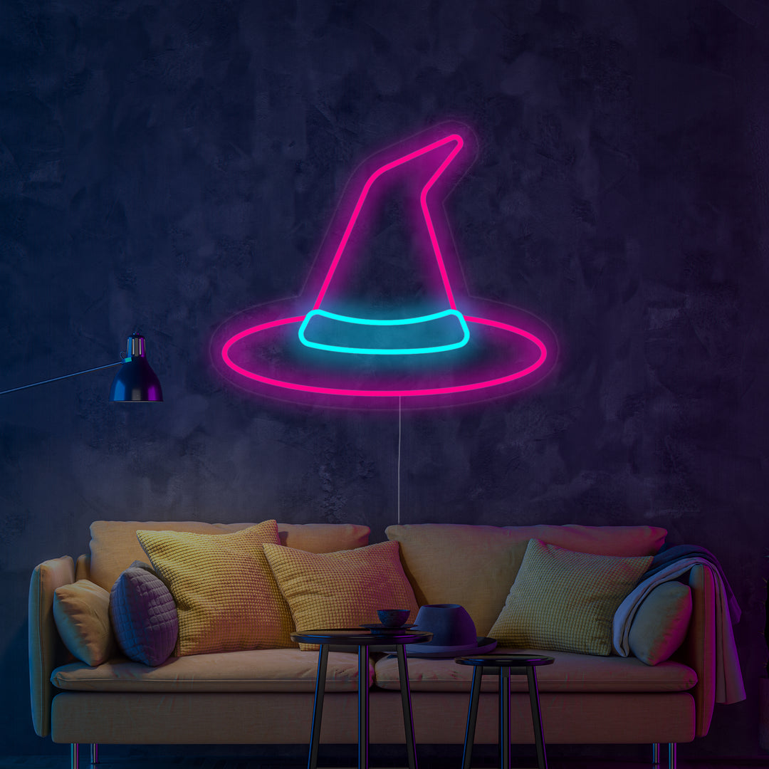 "Witch Wizard Hat Halloween Decor" Neon Sign