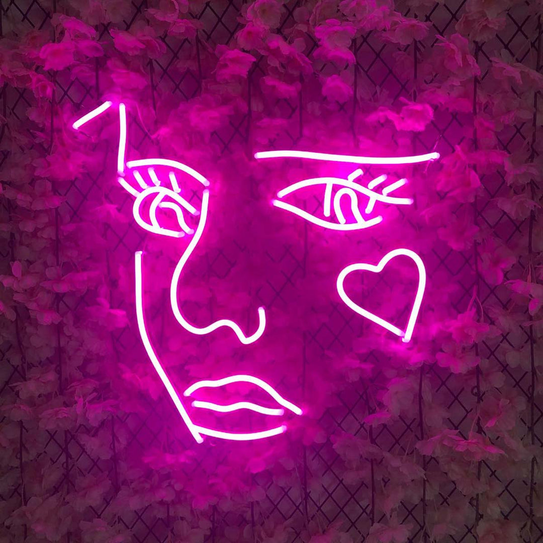 "Women Face Love Heart" Neon Sign