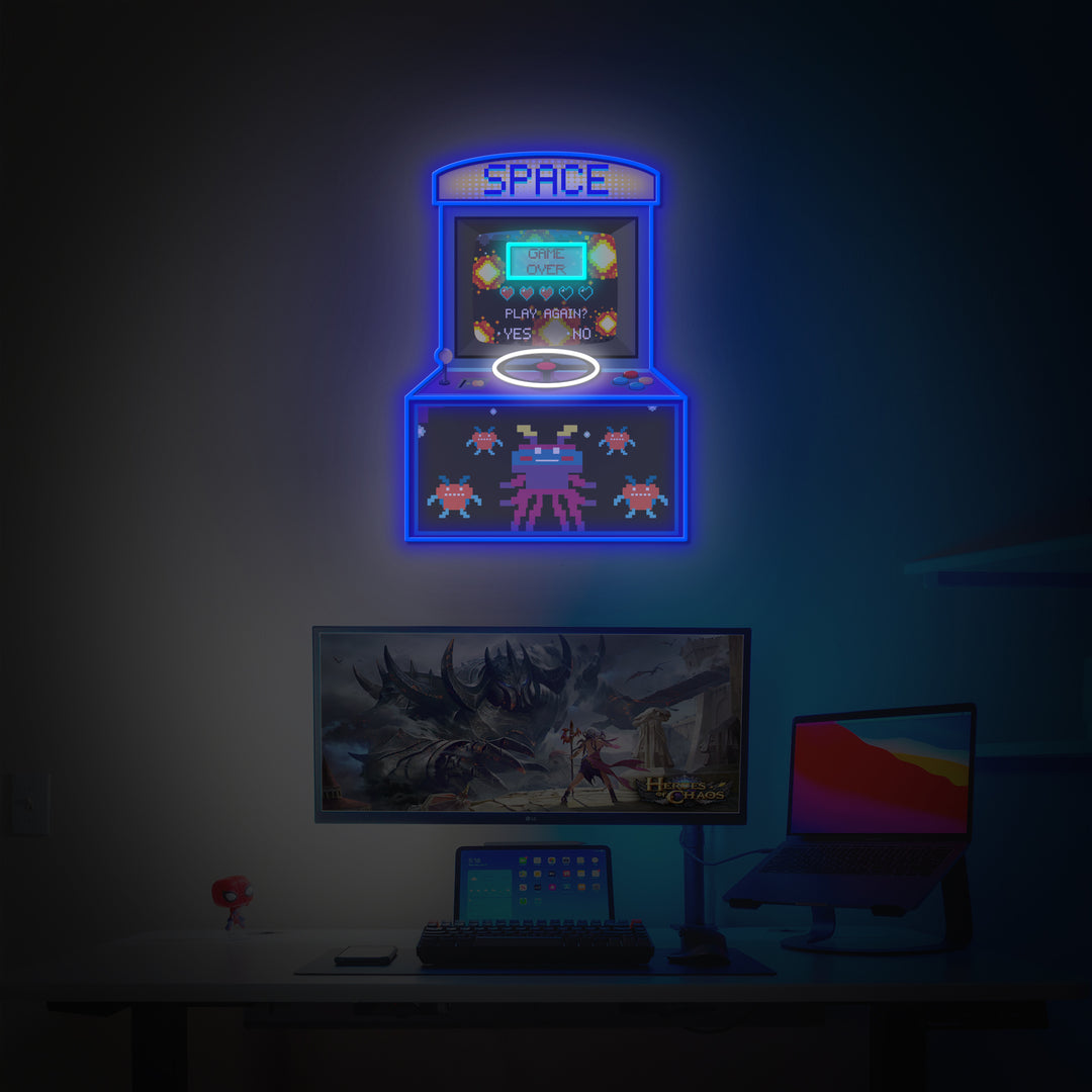 "Arcade Game Machine", Game Room Decor, LED Neon Sign 2.0, Luminous UV Printed