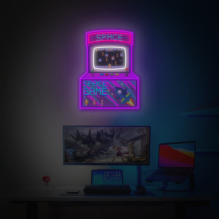 "Arcade Space Game Machine", Game Room Decor, LED Neon Sign 2.0, Luminous UV Printed