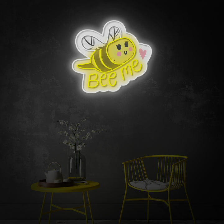 "Bee Me" LED Neon Sign 2.0, Luminous UV Printed