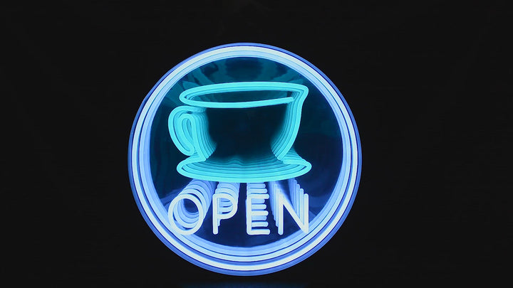 Coffee Open 3D Infinity LED Neon Sign