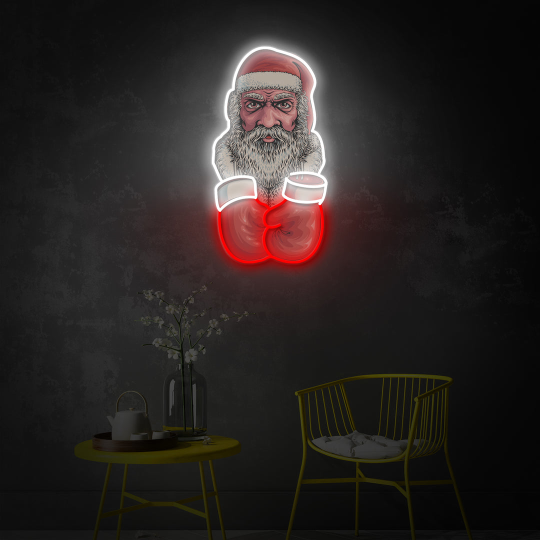 "Boxing Santa", Room Decor, Neon Wall Art, LED Neon Sign 2.0, Luminous UV Printed