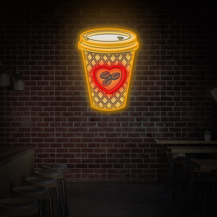 "Coffee Cup", Coffee Shop Decor, LED Neon Sign 2.0, Luminous UV Printed2