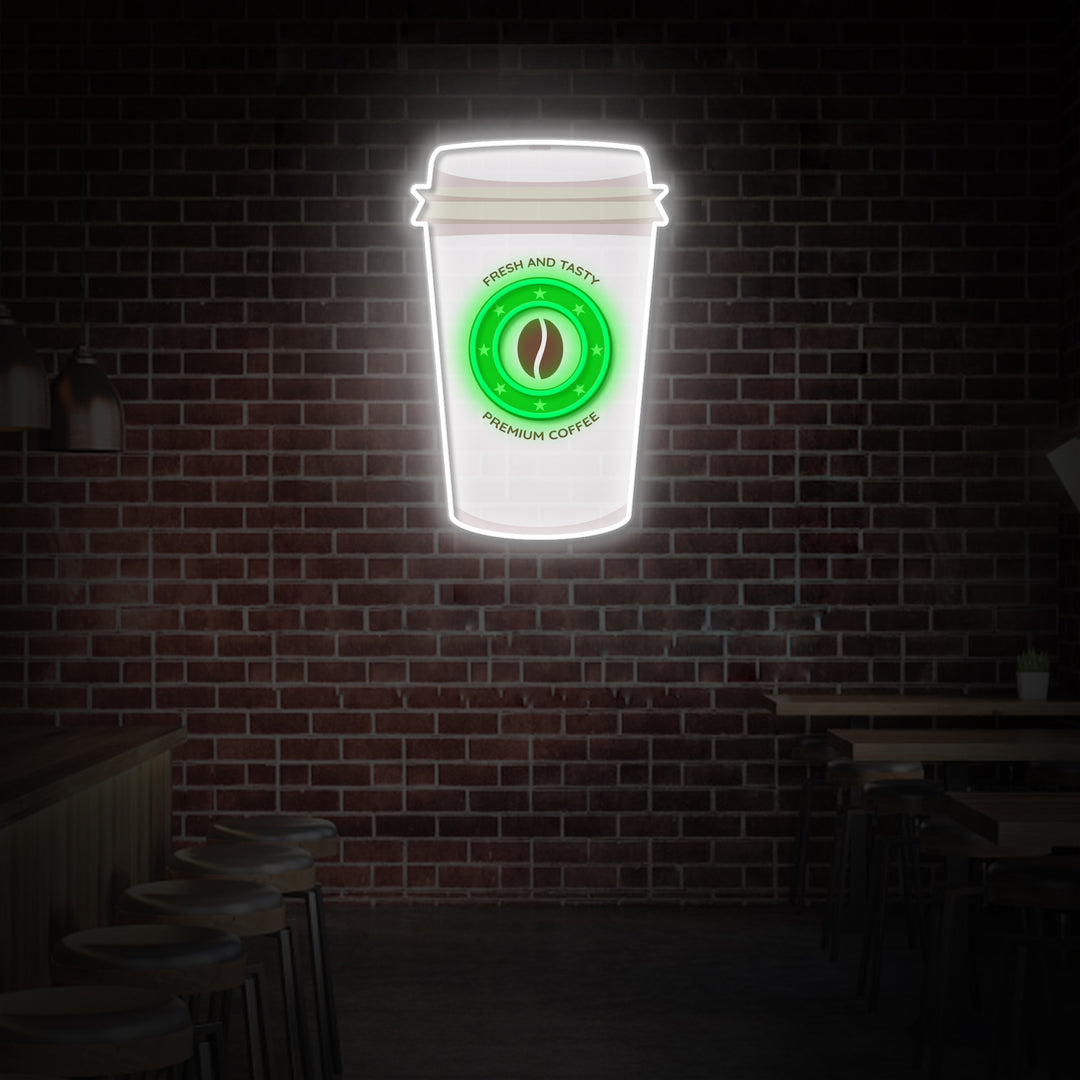 "Coffee Cup", Coffee Shop Decor, LED Neon Sign 2.0, Luminous UV Printed