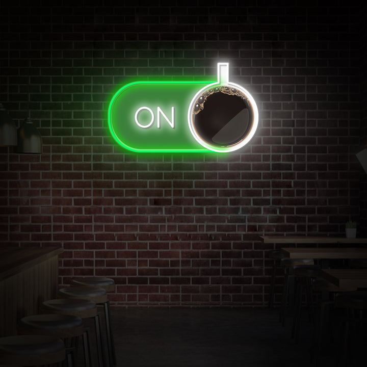 "Coffee ON", Coffee Shop Decor, LED Neon Sign 2.0, Luminous UV Printed