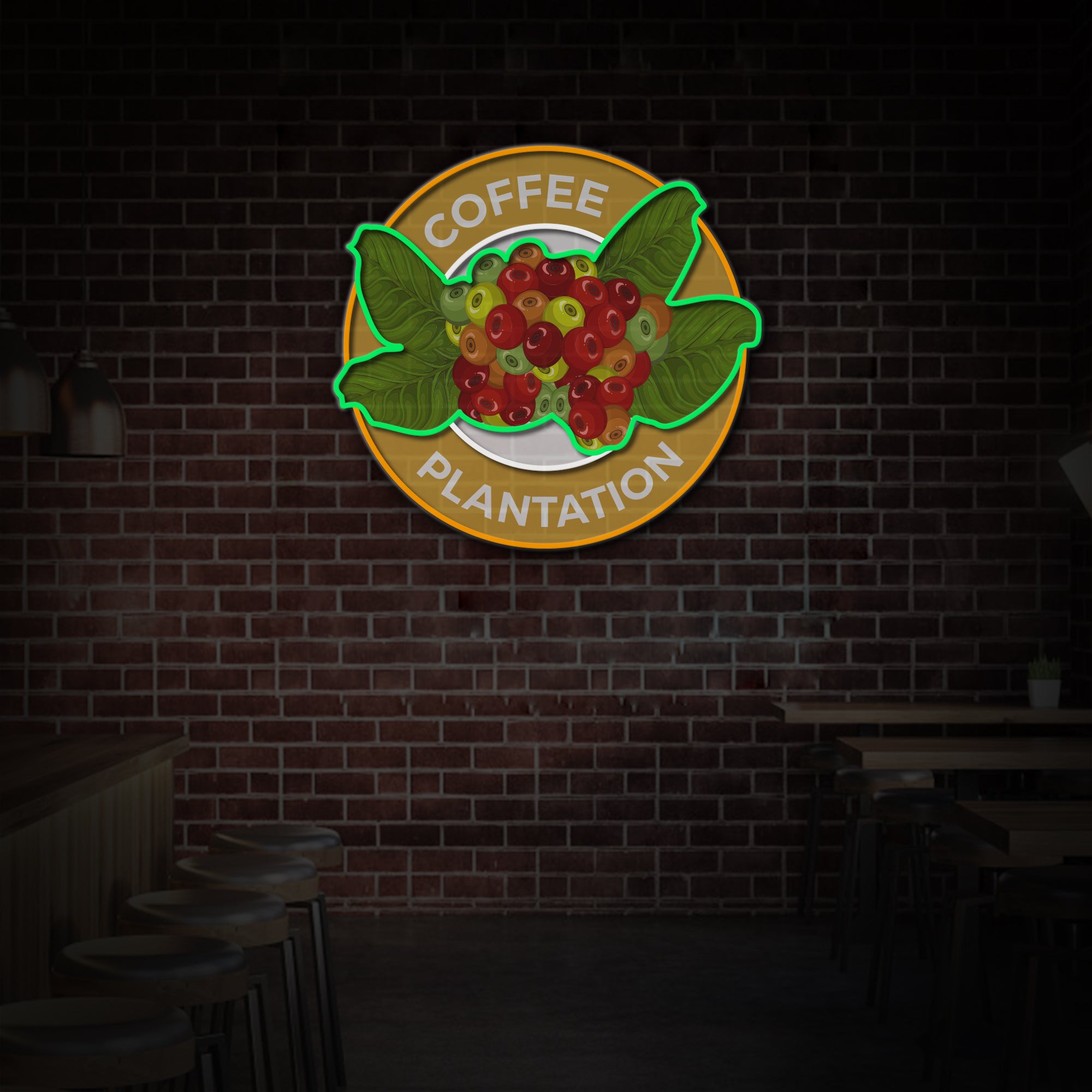 "Coffee Plantation", Coffee Shop Decor, LED Neon Sign 2.0, Luminous UV Printed