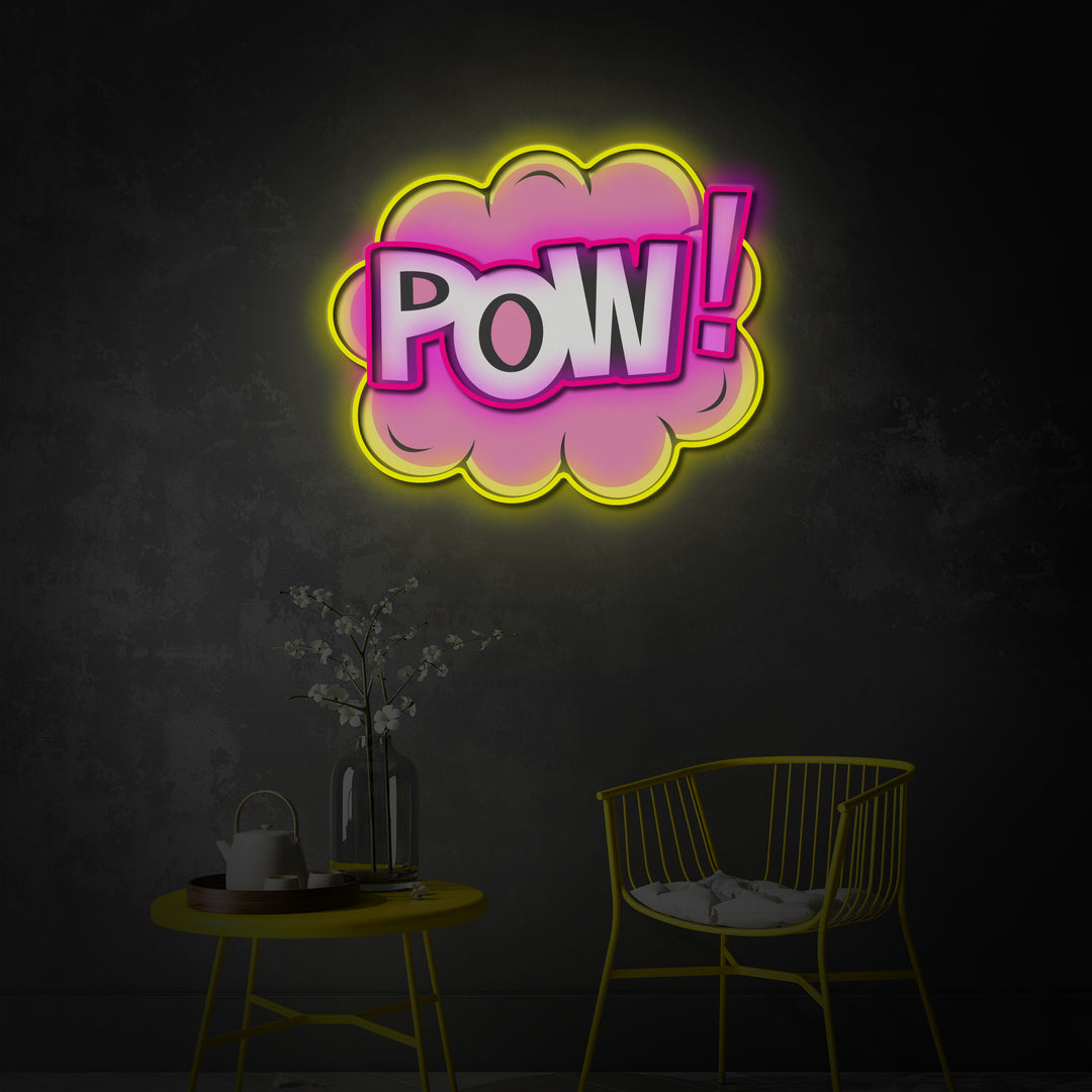 "Comic POW" LED Neon Sign 2.0, Luminous UV Printed
