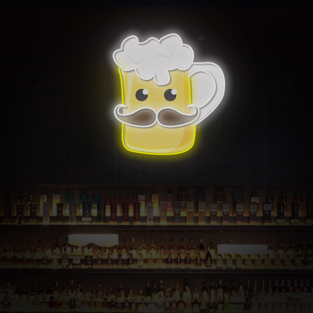 "Emoji Beer Glass Mug" LED Neon Sign 2.0, Luminous UV Printed