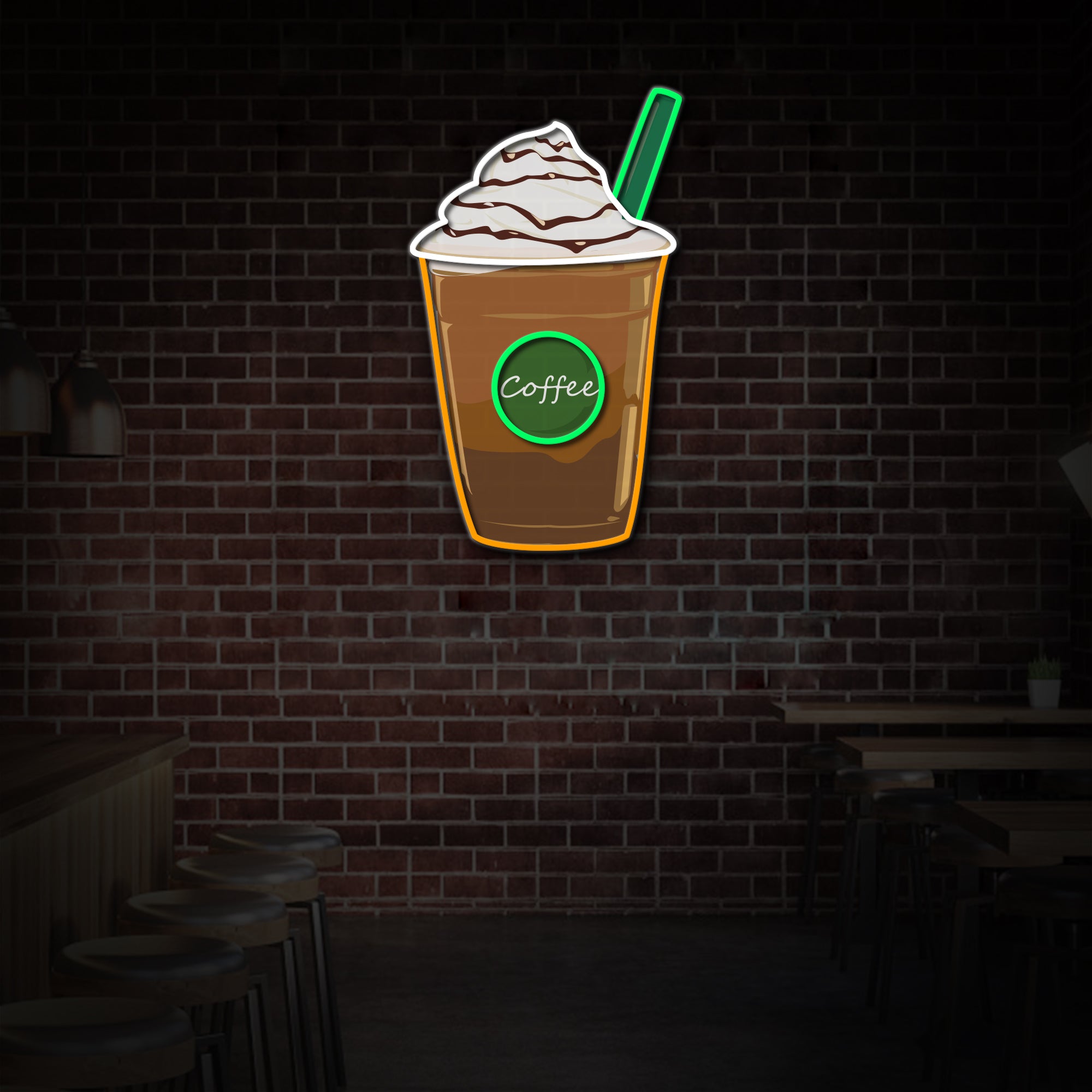 "Frappuccino Coffee Cups", Coffee Shop Decor, LED Neon Sign 2.0, Luminous UV Printed