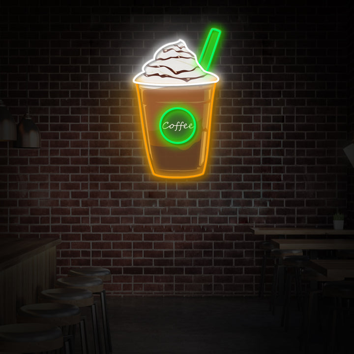 "Frappuccino Coffee Cups", Coffee Shop Decor, LED Neon Sign 2.0, Luminous UV Printed