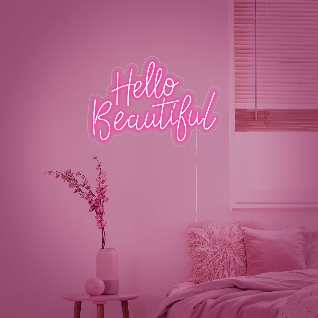 "Hello Beautiful" Neon Sign
