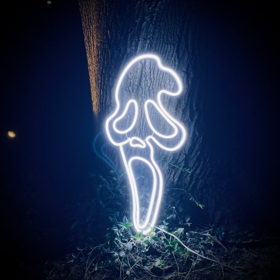 "Scream Face Ghost Halloween" Neon Sign