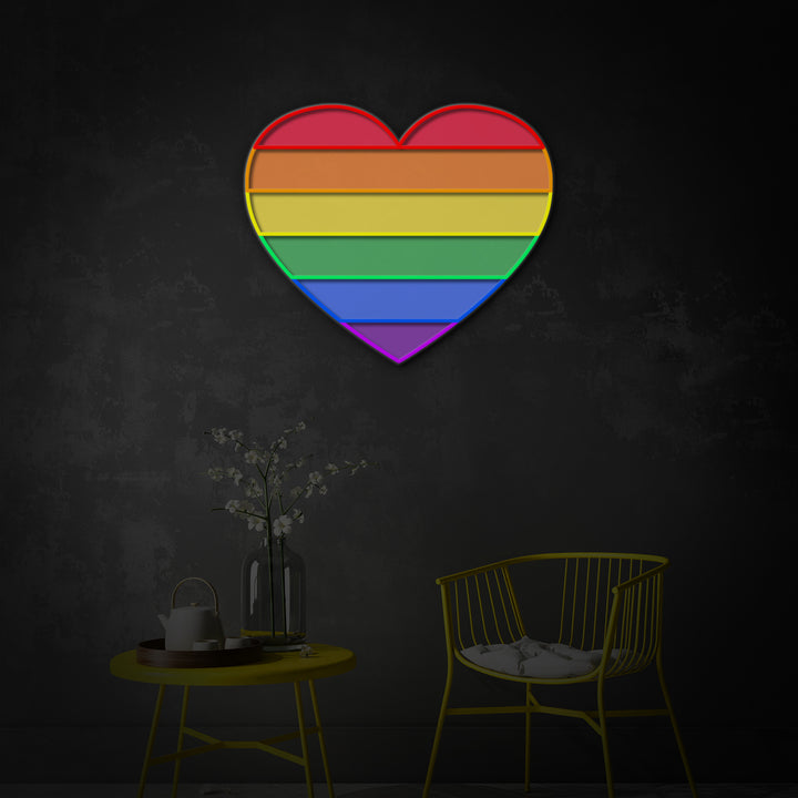 "LGBT Pride Heart" LED Neon Sign 2.0, Luminous UV Printed