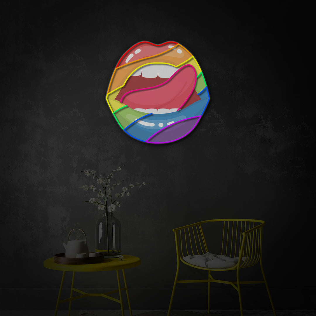 "LGBT Pride Mouth" LED Neon Sign 2.0, Luminous UV Printed