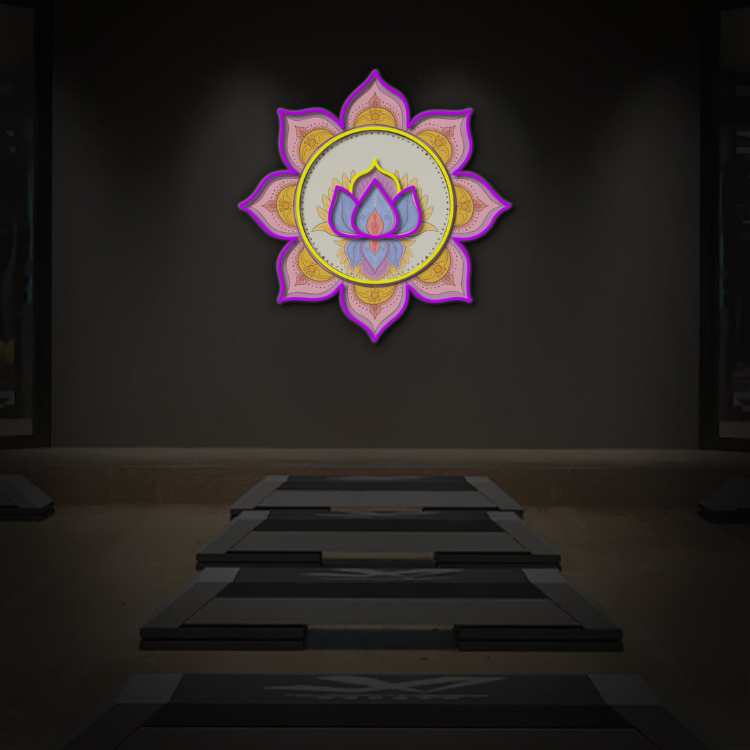 "Mandala Lotus Flower" LED Neon Sign 2.0, Luminous UV Printed