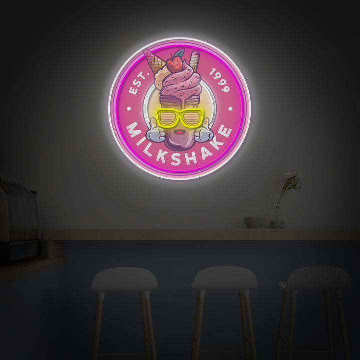 "Milkshake" LED Neon Sign 2.0, Luminous UV Printed