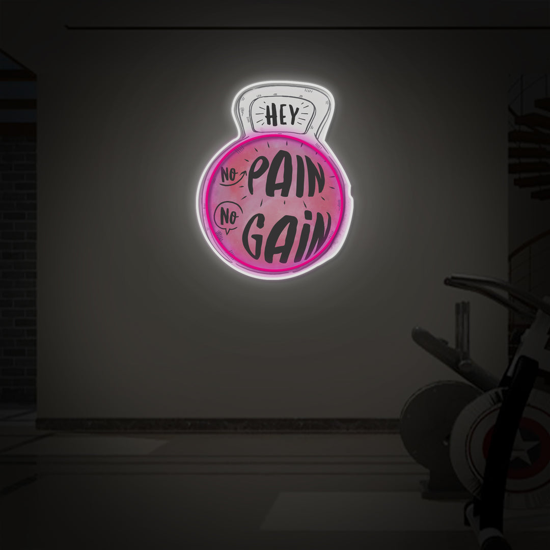 "No Pain No Gain Gym Fitness" LED Neon Sign 2.0, Luminous UV Printed