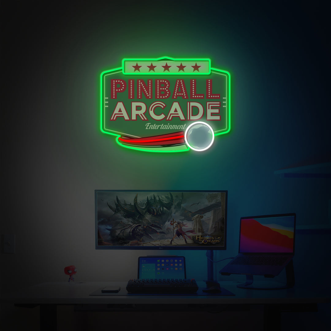 "Pinball Game Arcade Vintage", Game Room Decor, LED Neon Sign 2.0, Luminous UV Printed