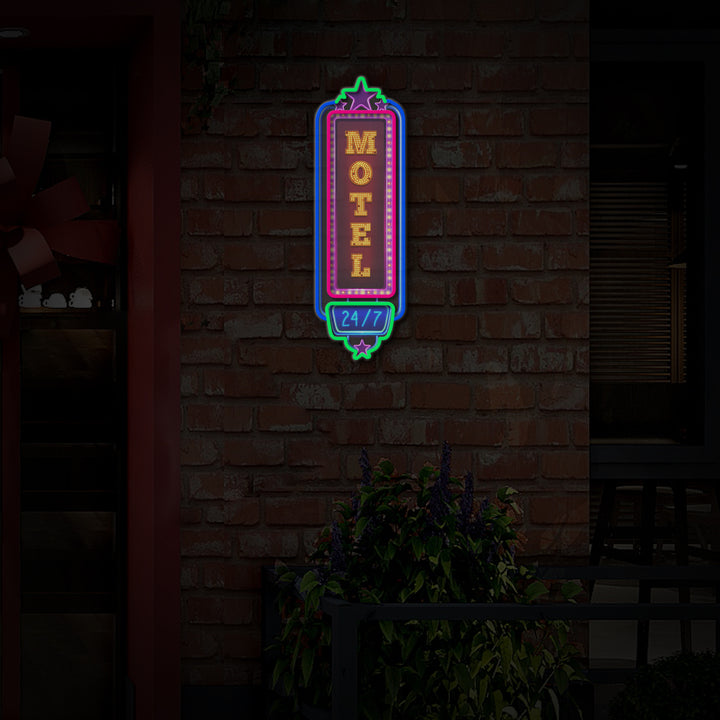 "Retro Motel" LED Neon Sign 2.0, Luminous UV Printed