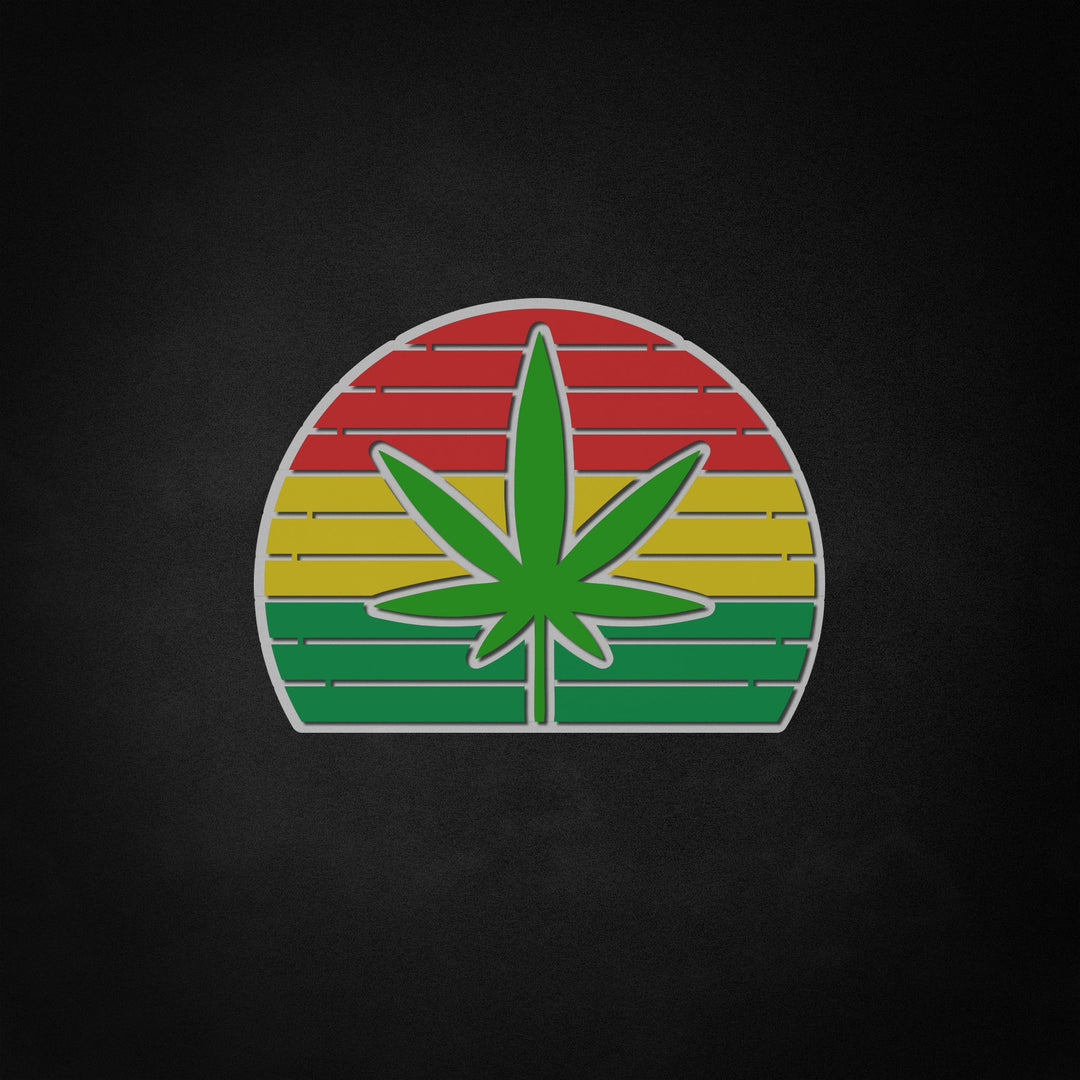 "Retro Rasta Leaf" Neon Like Sign