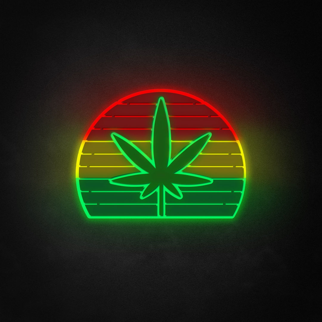 "Retro Rasta Leaf" Neon Like Sign