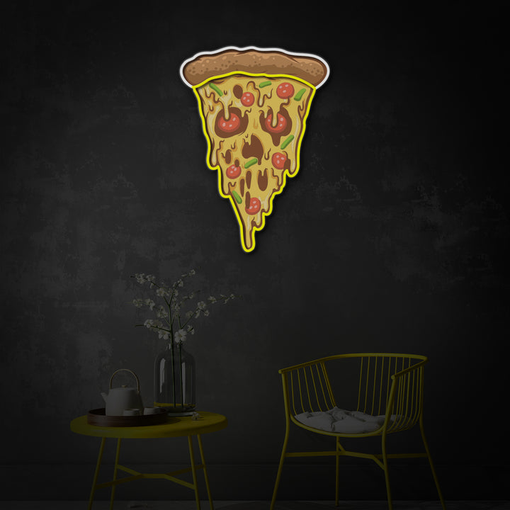 "Scary Pizza Halloween", Room Décor, Neon Wall Art, LED Neon Sign 2.0, Luminous UV Printed