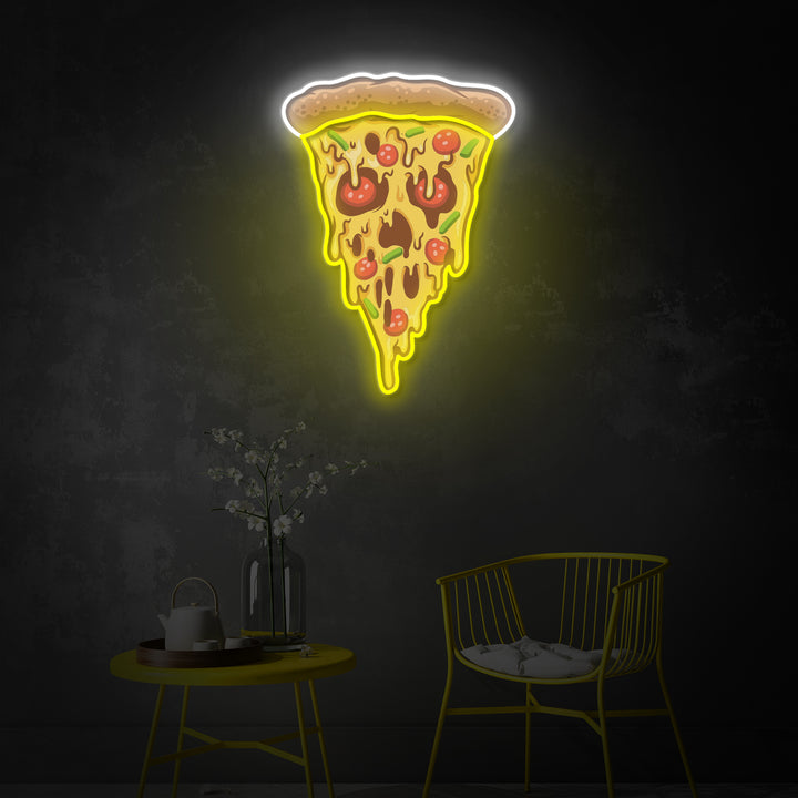 "Scary Pizza Halloween", Room Decor, Neon Wall Art, LED Neon Sign 2.0, Luminous UV Printed
