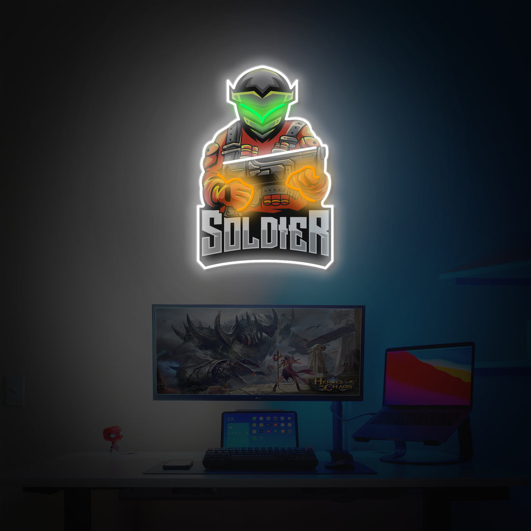 "Soldier Robot", Game Room Decor, LED Neon Sign 2.0, Luminous UV Printed