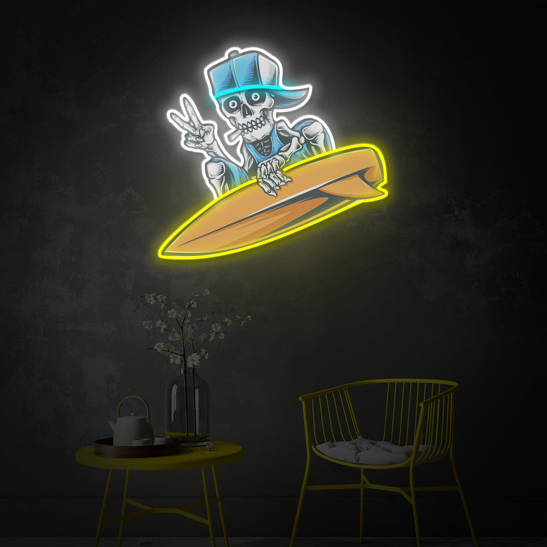 "Surfer Skull", Room Décor, Neon Wall Art, LED Neon Sign 2.0, Luminous UV Printed