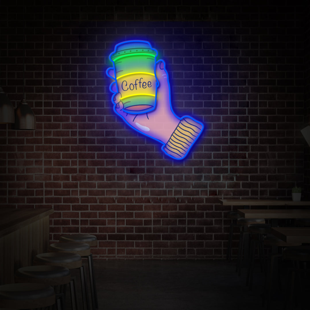 "Takeaway Coffee Cup", Coffee Shop Decor, LED Neon Sign 2.0, Luminous UV Printed