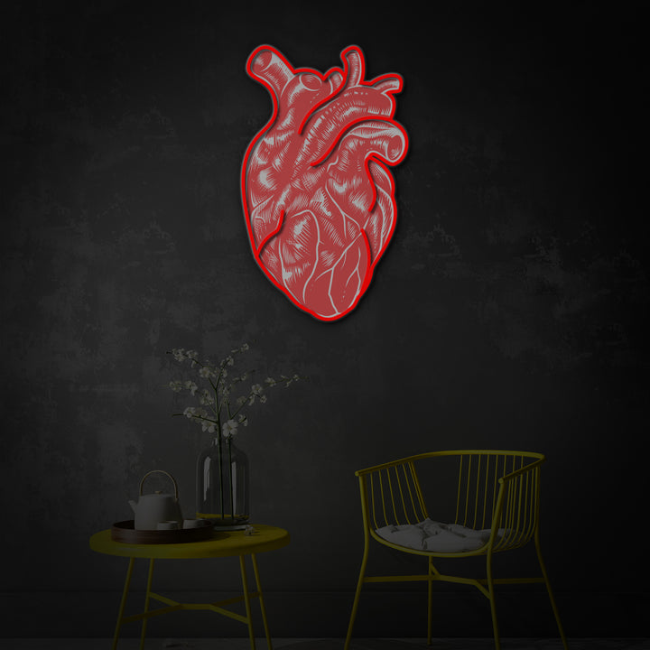 "Vintage Anatomical Heart", Room Decor, Neon Wall Art, LED Neon Sign 2.0, Luminous UV Printed